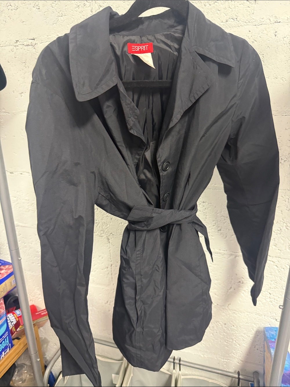 Esprit Black Trench Coat with Waist Tie Size
Medium EXCELLENT CODITION